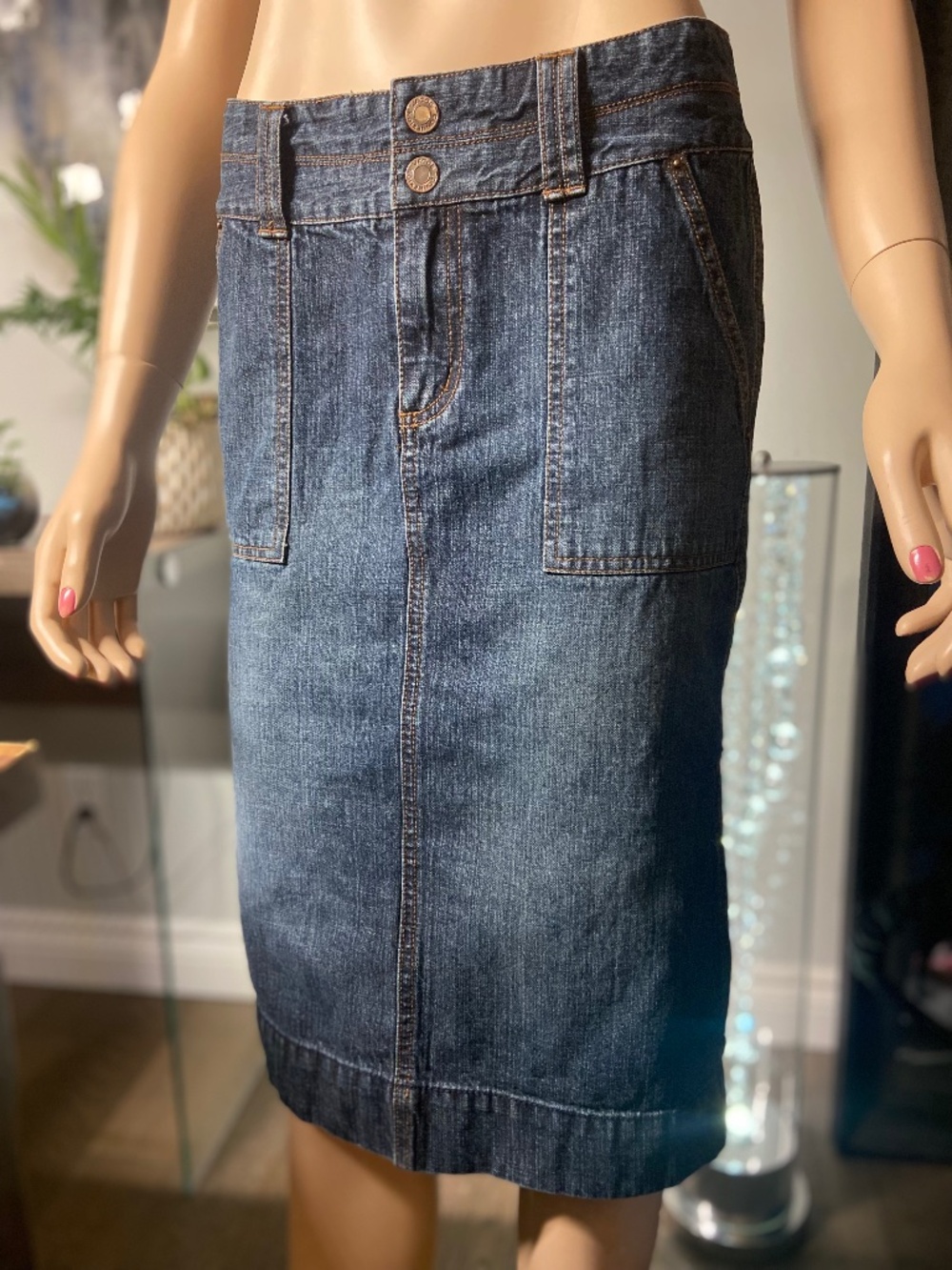 EUC Vintage Y2K Jacob Connexion Denim Midi Skirt Size 1/2